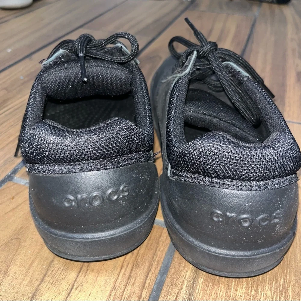 CROCS Mens 7 Women 9 Velocity Slip-Resistant Lace-up Comfort Work Sneakers Black - Picture 3 of 7